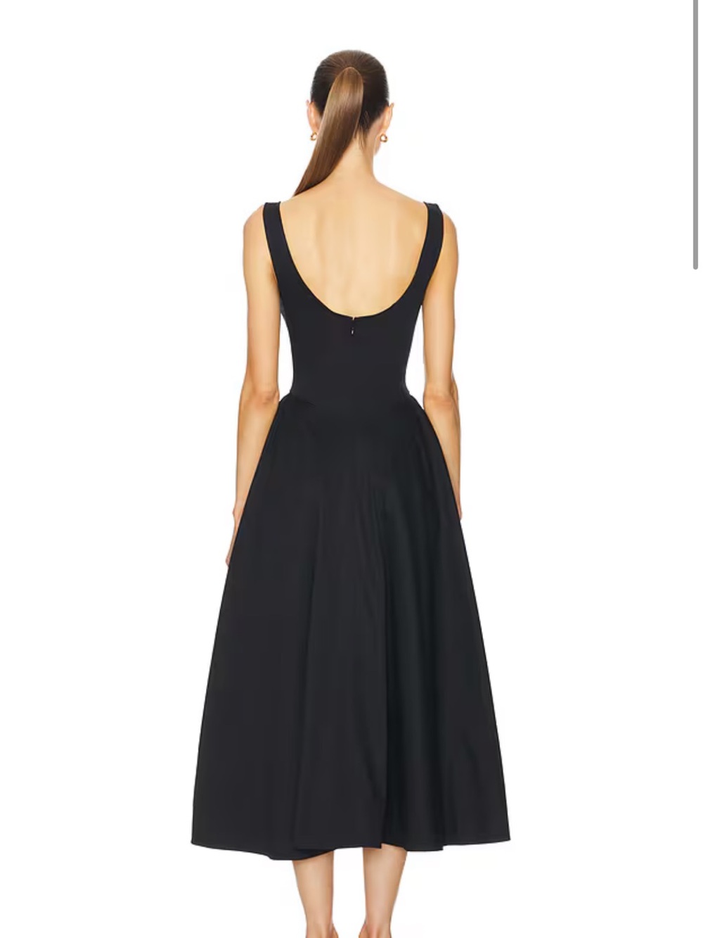 Helsa Stretch Cotton Sateen Midi Dress in Black BNOWT - Picture 8 of 9